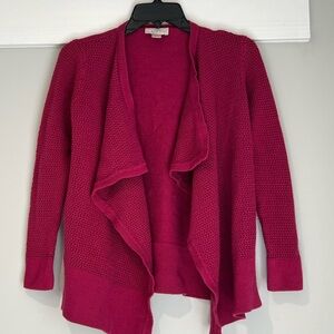 LOFT Fuchsia Open Front Cardigan